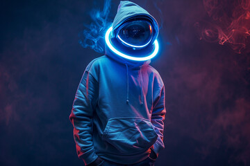 Poster - spacesuit helmet displays a modern, high-tech generative ai