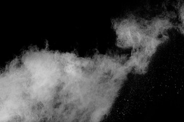 Wall Mural - black and white photo of a cloud of white powder