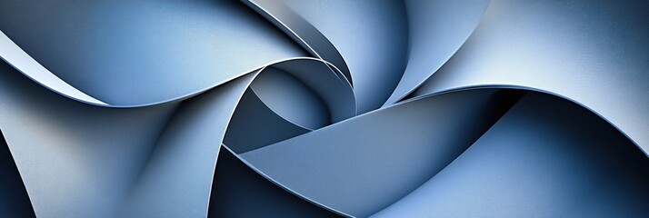 Poster - Soft blue paper spirals intertwine, forming a captivating abstract composition