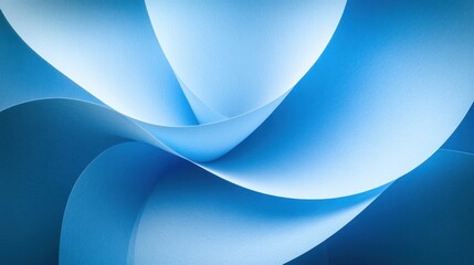 Poster - Curved shapes in various shades of blue intertwine, creating a soothing and dynamic abstract design