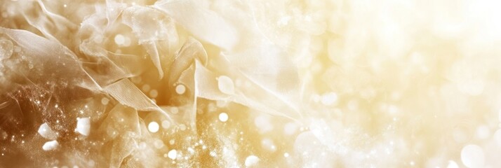Poster - Soft golden hues blend with delicate flowers and sparkling lights creating a dreamy atmosphere