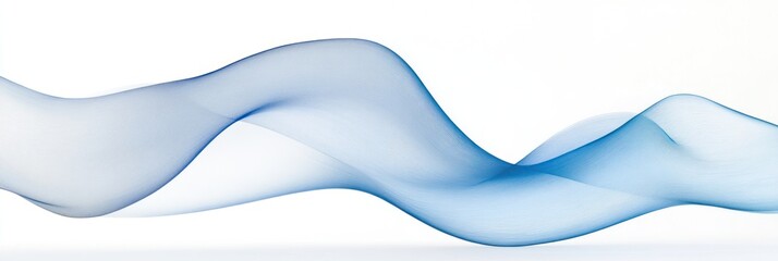 Poster - Delicate blue fabric flows smoothly across a white background, creating a sense of movement and elegance