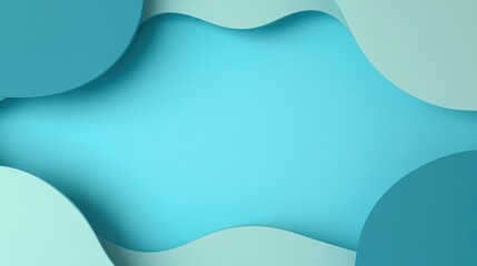 Poster - Fluid shapes create a modern abstract design with a soothing blue color scheme and a minimalist approach