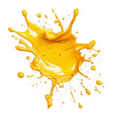 Poster - Vibrant mustard splat on a clean Transparent background showcasing dynamic splattering effect, Mustard splat isolated on PNG background