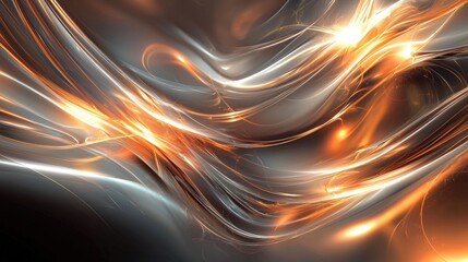 Poster - Eye-catching abstract digital background featuring glowing lights and wavy lines, ideal for projects related to technology, innovation, and vibrant designs.