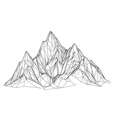 Wireframe Mountain Peak, Nature Scene, Graphic Design Element