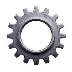 Poster - Gear cog wheel design isolated on a clean white background for industrial and engineering applications, Gear cog wheel isolated on white background