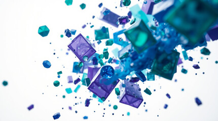 Poster - Abstract blue and purple shapes explosion