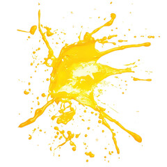 Poster - Vibrant yellow paint splatter isolated on a clean Transparent background enhances artistic appeal, Yellow stains isolated on PNG background
