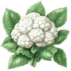 Wall Mural - Fresh Cauliflower with Green Leaves Healthy Vegetable Organic Produce Farm to Table Food