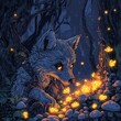 © novian - A Wolf Pup Encounters Glowing Forest Fungi