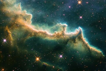 Wall Mural - ethereal mint-colored cosmos with swirling nebulae and twinkling stars, creating a dreamlike celesti
