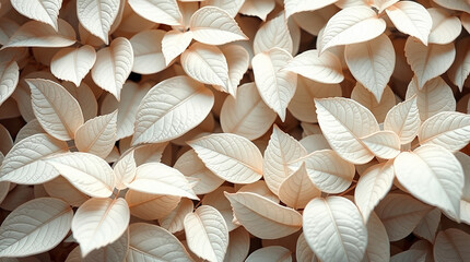Poster - Creamy white leaves background
