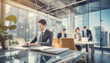 © SuperImages - Blurred background with business people working group