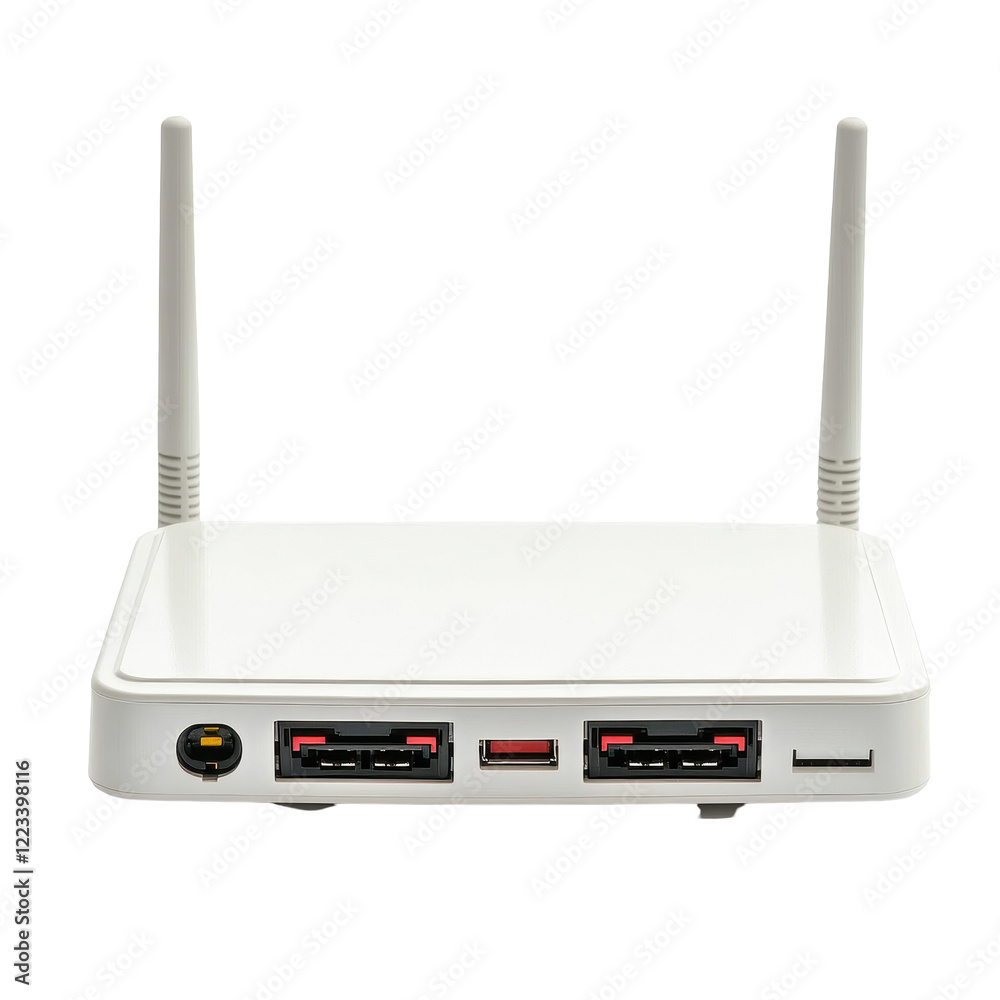 Modem router with multiple ports and antennas on a Transparent ...