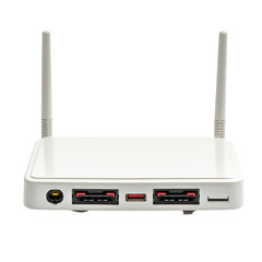 Poster - Modem router with multiple ports and antennas on a Transparent background, Modem , Router, PNG background