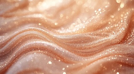 Wall Mural - Elegant Peach Glitter Fabric Texture Background Shimmering Sparkling Golden Rose Gold Soft Waves Luxury Design Abstract Shiny Pastel Draped Elegant   