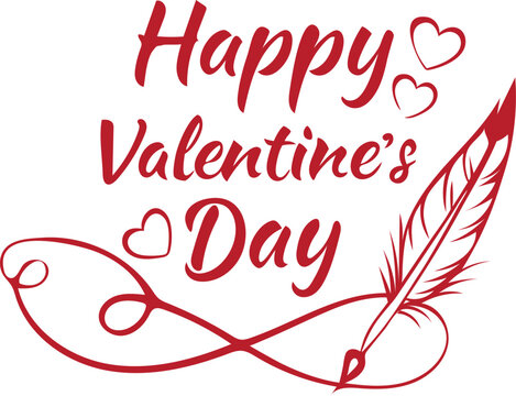 Valentines Day Calligraphy Banner with Heart.