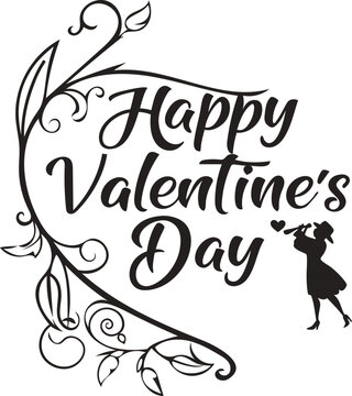 Valentines Day Calligraphy Banner with Heart.