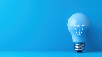 Poster - blue lightbulb symbolizes creativity and innovation against blue background