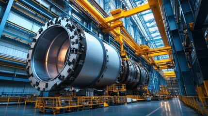 Poster - Giant Industrial Turbine Under Construction Inside A Factory