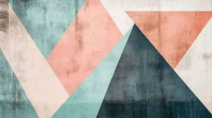 Aufkleber - Abstract Geometric Pastel Triangle Wall Art Design