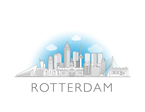 Rotterdam cityscape illustration skyline drawing