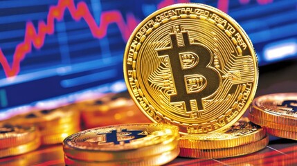 Aufkleber - Golden Cryptocurrency Over Stock Market Chart