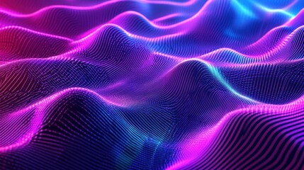 Leinwandbilder - Abstract Purple Blue Neon Wave Data Visualization
