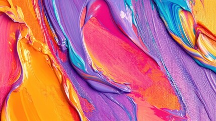 Poster - Vibrant Swirls Of Purple Orange And Blue Paint