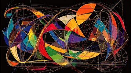 Poster - Abstract Colorful Intertwined Geometric Forms Artwork