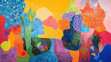 Poster - Abstract Colorful Landscape Painting Vivid Textures
