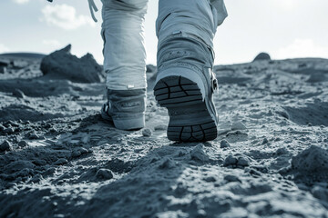 Poster - A space tourist astronaut on moon generative AI picture