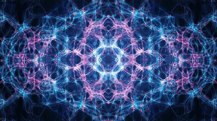 Poster - Abstract Neon Fractal Network Design