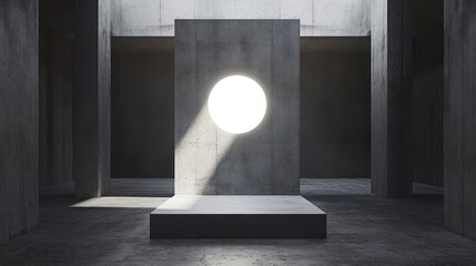 Poster - Abstract Concrete Room Oval Light Minimalist Display