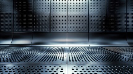 Poster - Abstract Metal Wall And Floor Design With Holes