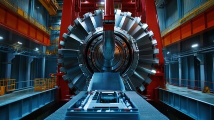 Poster - Massive Industrial Turbine Rotor Assembly Inside Factory