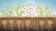 © EpochXstudio - Nitrogen fixation microbial ecology showcasing bacteria in soil and root nodules contributing to plant growth