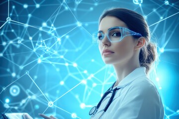 Poster - Medical professional using augmented reality technology in a modern healthcare setting