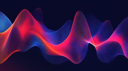 Poster - Abstract Red Blue Wave Lines Digital Art