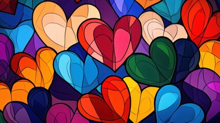 Poster - Colorful Abstract Hearts Pattern Design