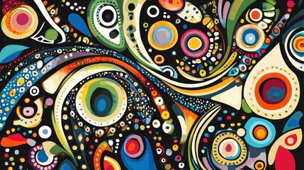 Poster - Abstract Colorful Swirls and Circles Artwork