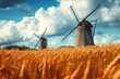 © Michael - Windmills stand tall against a backdrop of vibrant wheat and dramatic clouds