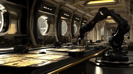 Poster - Futuristic Robotic Assembly Line Manufacturing Process