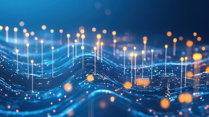 Poster - Abstract Digital Data Wave Visualization Network