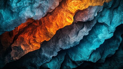 Wall Mural - A blue, orange and white rock formation