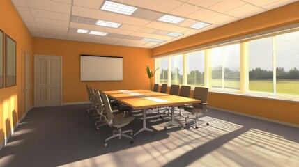 Poster - Modern Office Conference Room With Large Windows