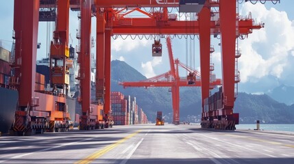 Poster - Container Port Cranes Loading Cargo Ships