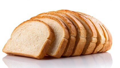 Sliced bread isolated on white background. Fresh and versatile, ideal for breakfast, recipes, or food advertising. Clean, professional presentation for commercial use
