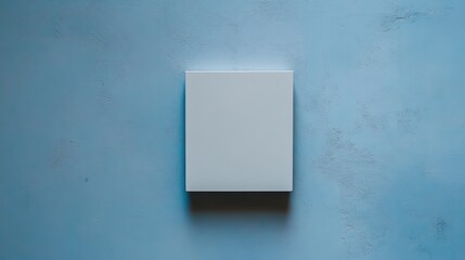 Aufkleber - White Blank Book Against Blue Textured Wall